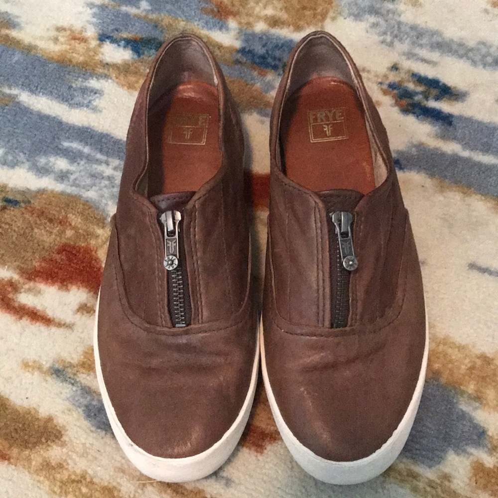 Frye Lena Zip Leather Sneakers